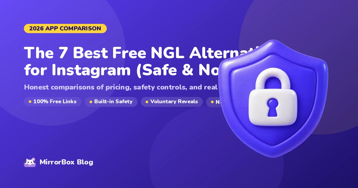 The 7 Best Free NGL Alternatives comparison guide cover with safety shields and bio link icons