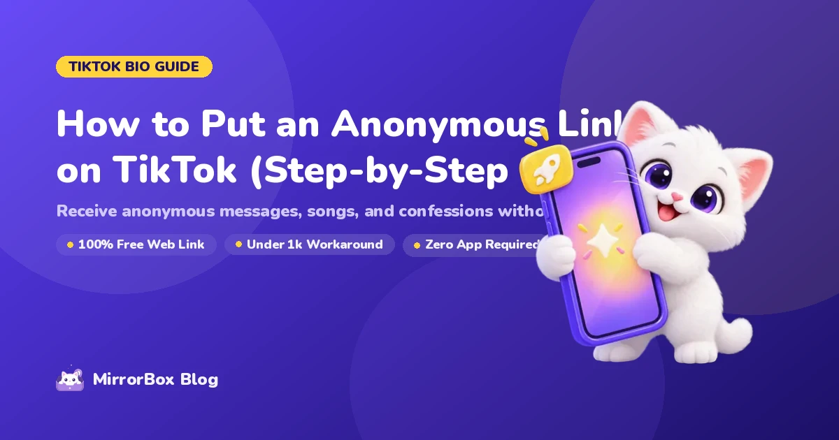 How to Put an Anonymous Link on TikTok guide cover with 3D smartphone and bio tips