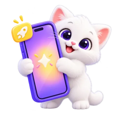 The MirrorBox cat holding a phone